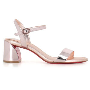 Christian Louboutin Miss Jane Sandal 55 Rose Pink Ankle Strap Block Heel 36